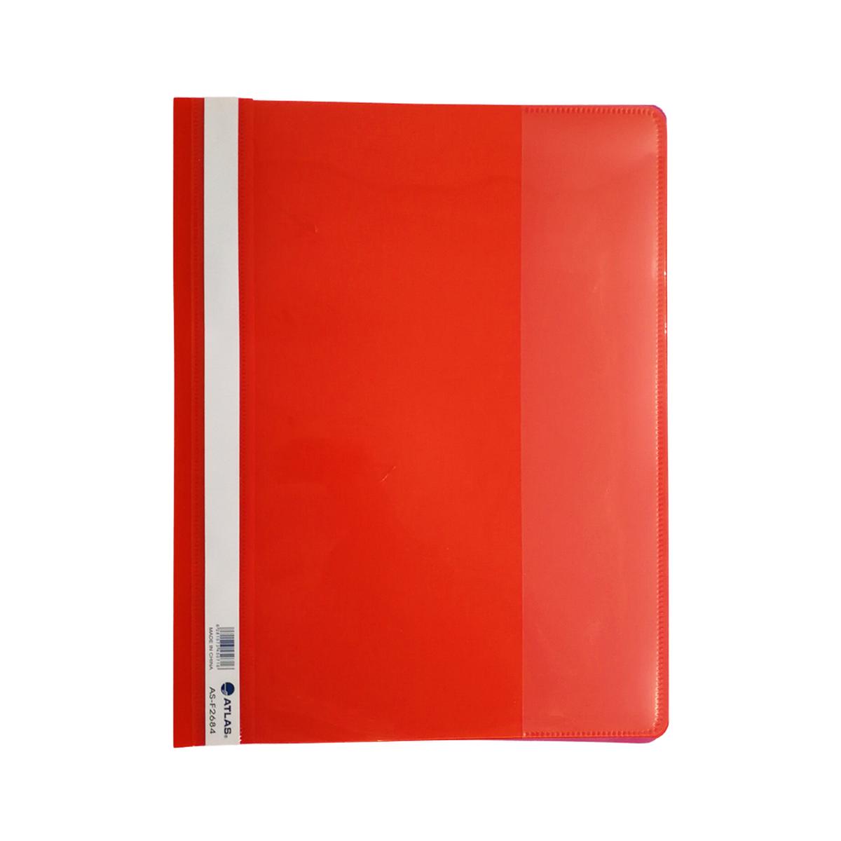 Atlas PVC Flat File With Pocket Black A4 Red
