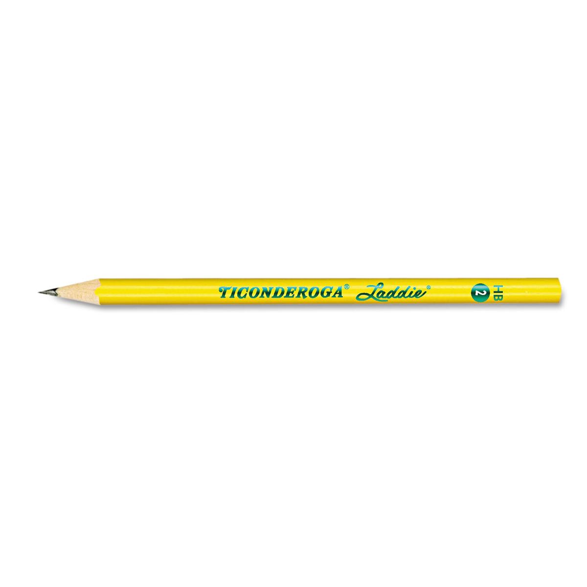 Dixon Ticonderoga Laddie Woodcase Pencil, HB (#2), Black Lead, Yellow Barrel, Dozen (13040)