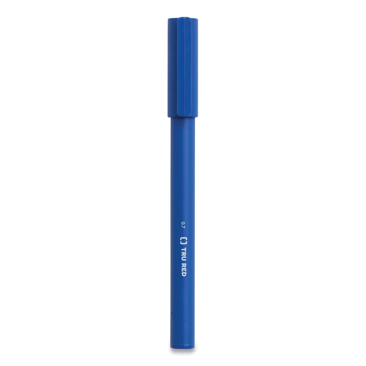 TRU RED Quick Dry Gel Pen, Stick, Medium 0.7 mm, Blue Ink, Blue Barrel, 5/Pack (24377028)
