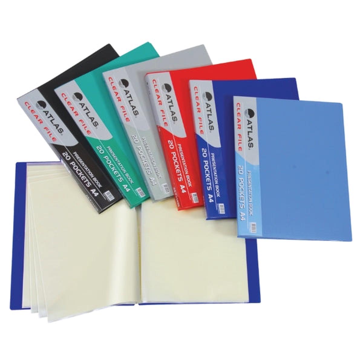 Atlas Elite Clear File A4 30 Pocket Blue