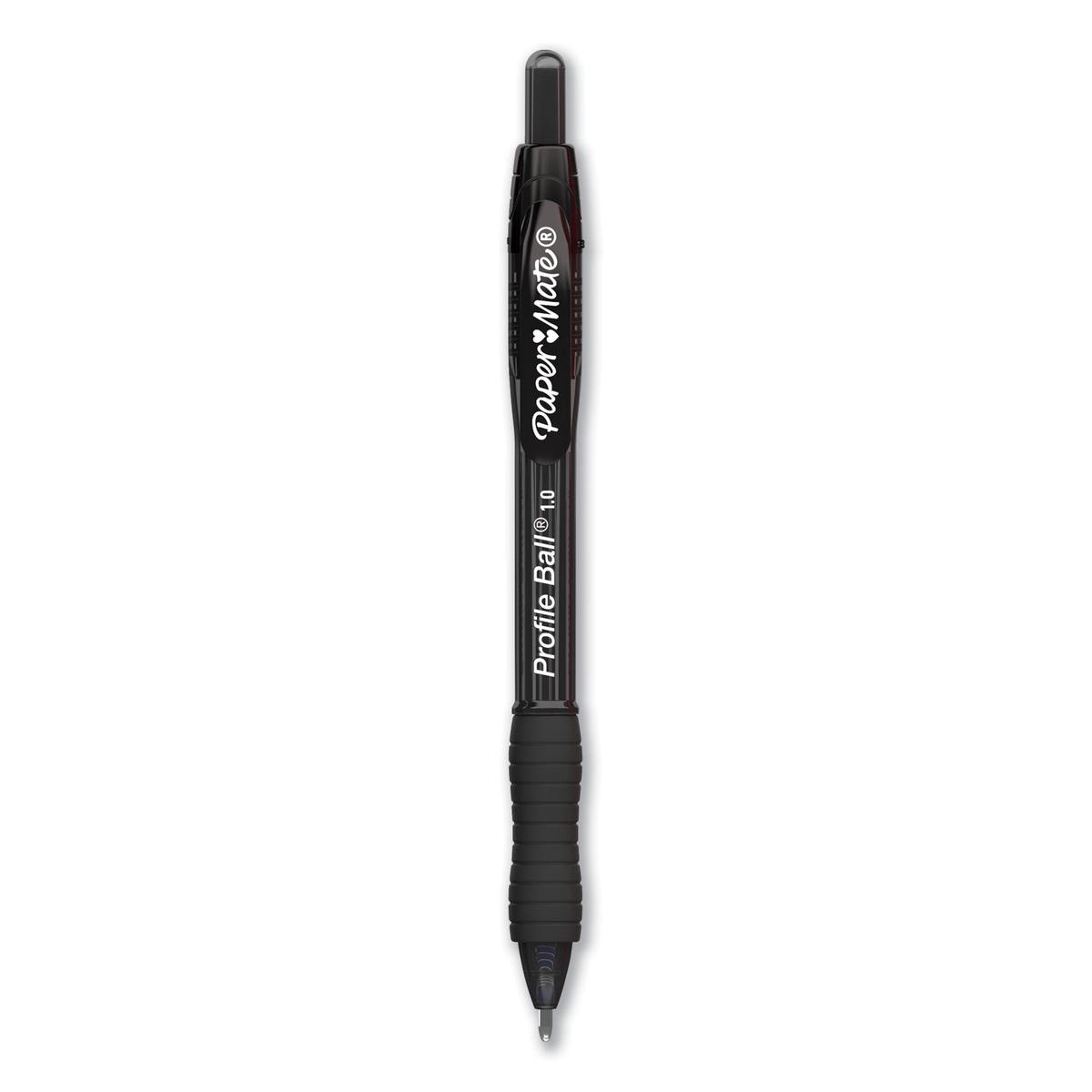 Paper Mate Profile Ballpoint Pen, Retractable, Medium 1 mm, Black Ink, Translucent Black Barrel, 36/Pack (2095459)