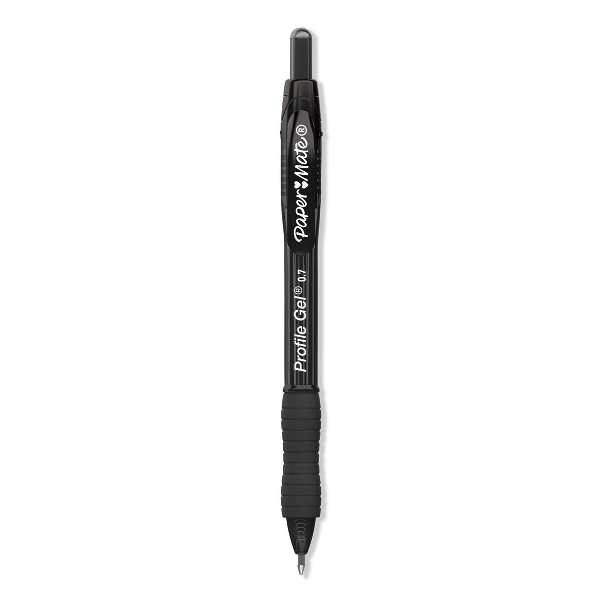 Paper Mate Profile Gel Pen, Retractable, Medium 0.7 mm, Black Ink, Translucent Black Barrel, 36/Pack (2095473)