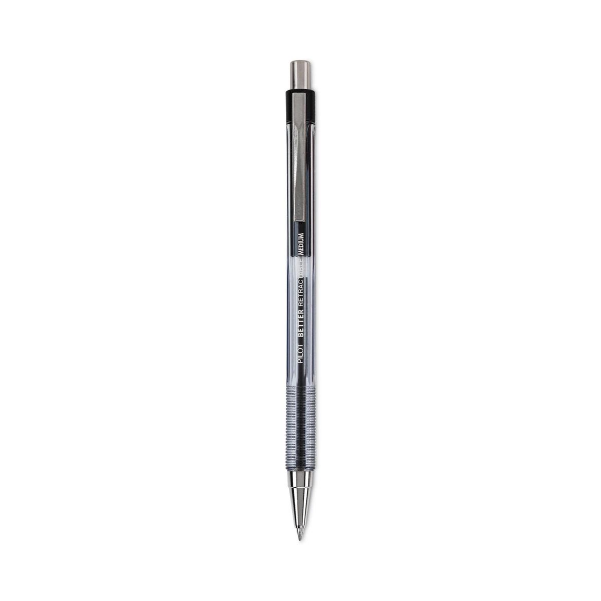 Pilot Better Ballpoint Pen, Retractable, Medium 1 mm, Black Ink, Smoke Barrel, Dozen (30005)