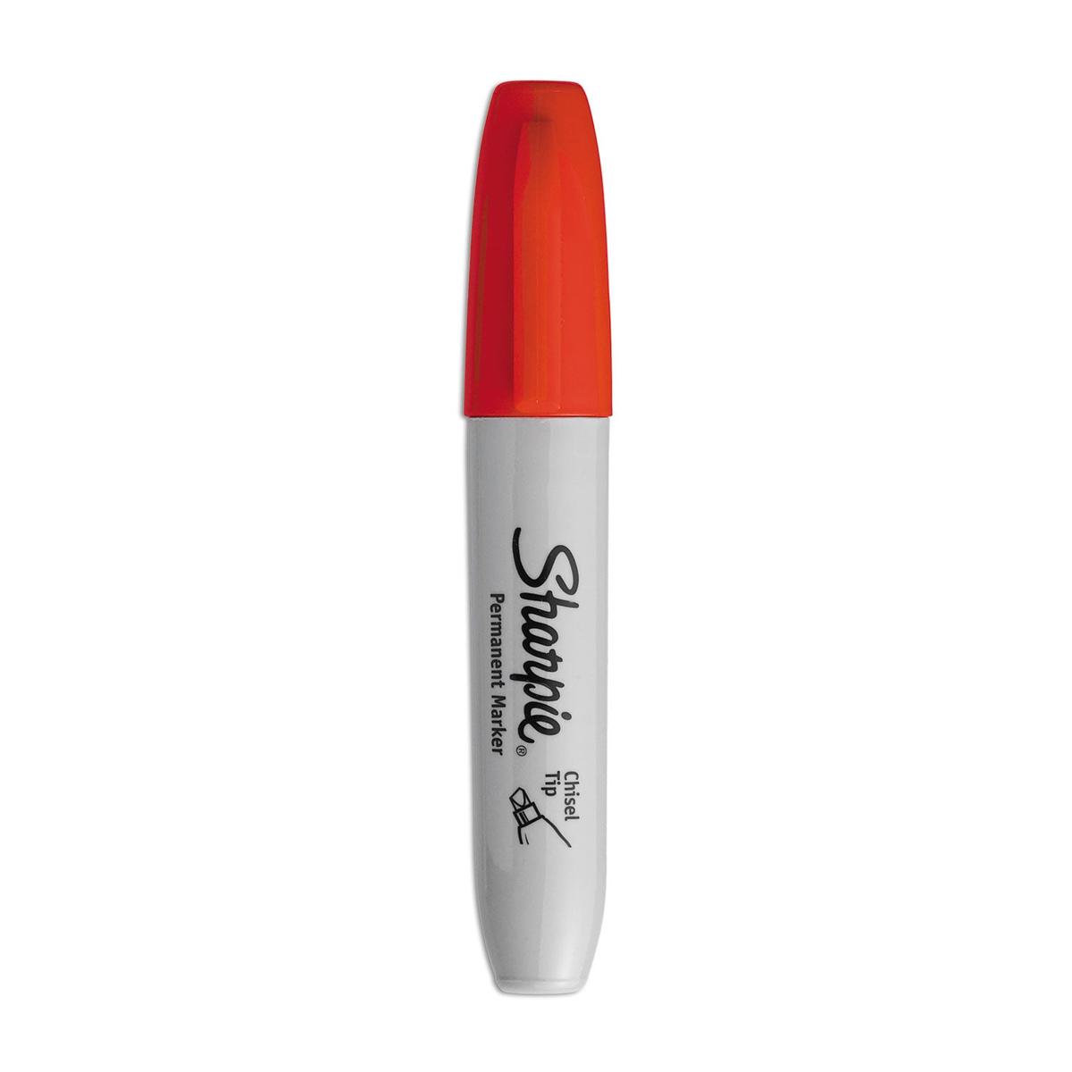 Sharpie Chisel Tip Permanent Marker, Medium Chisel Tip, Red, Dozen (38202)