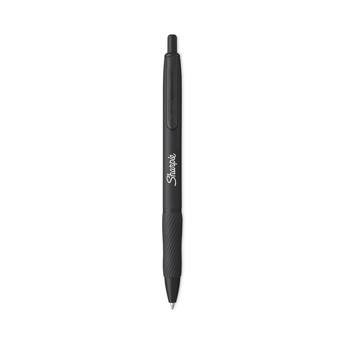 Sharpie S-Gel Premium Metal Barrel Gel Pen, Retractable, Medium 0.7 mm, Black Ink, Black Barrel, Dozen (2153580)