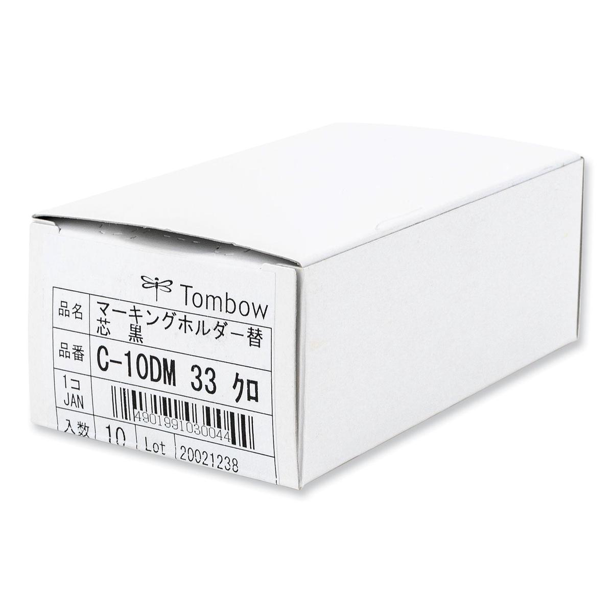 Tombow Mechanical Wax-Based Marking Pencil Refills. 4.4 mm, Black, 10/Box (51542)