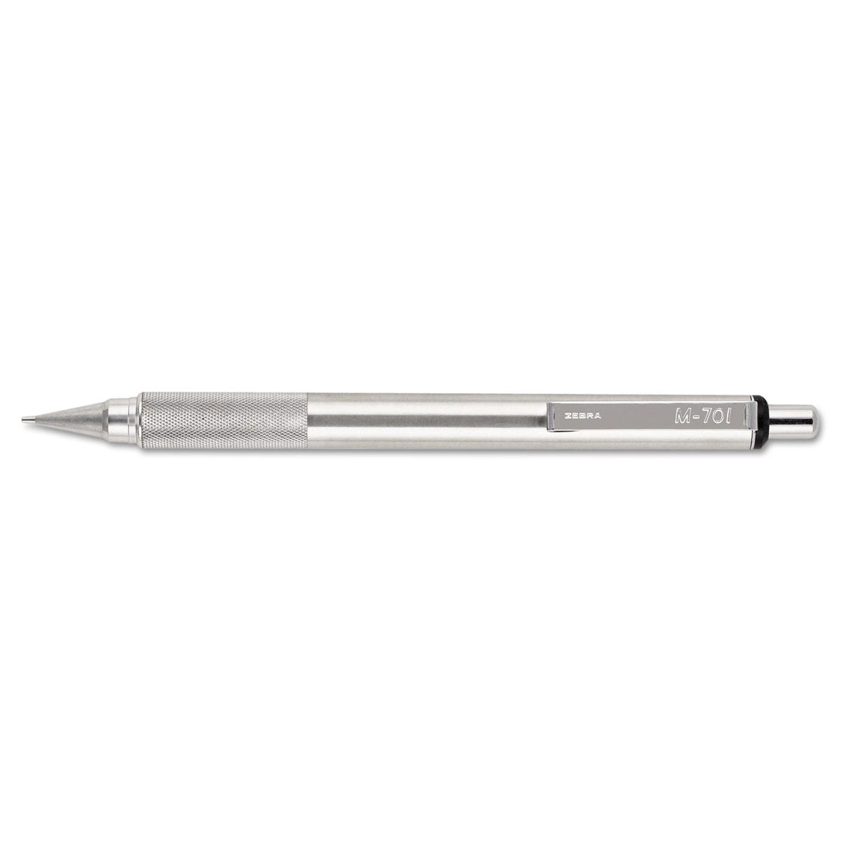 Zebra M-701 Mechanical Pencil, 0.7 mm, F (#2.5), Black Lead, Silver Barrel (59411)