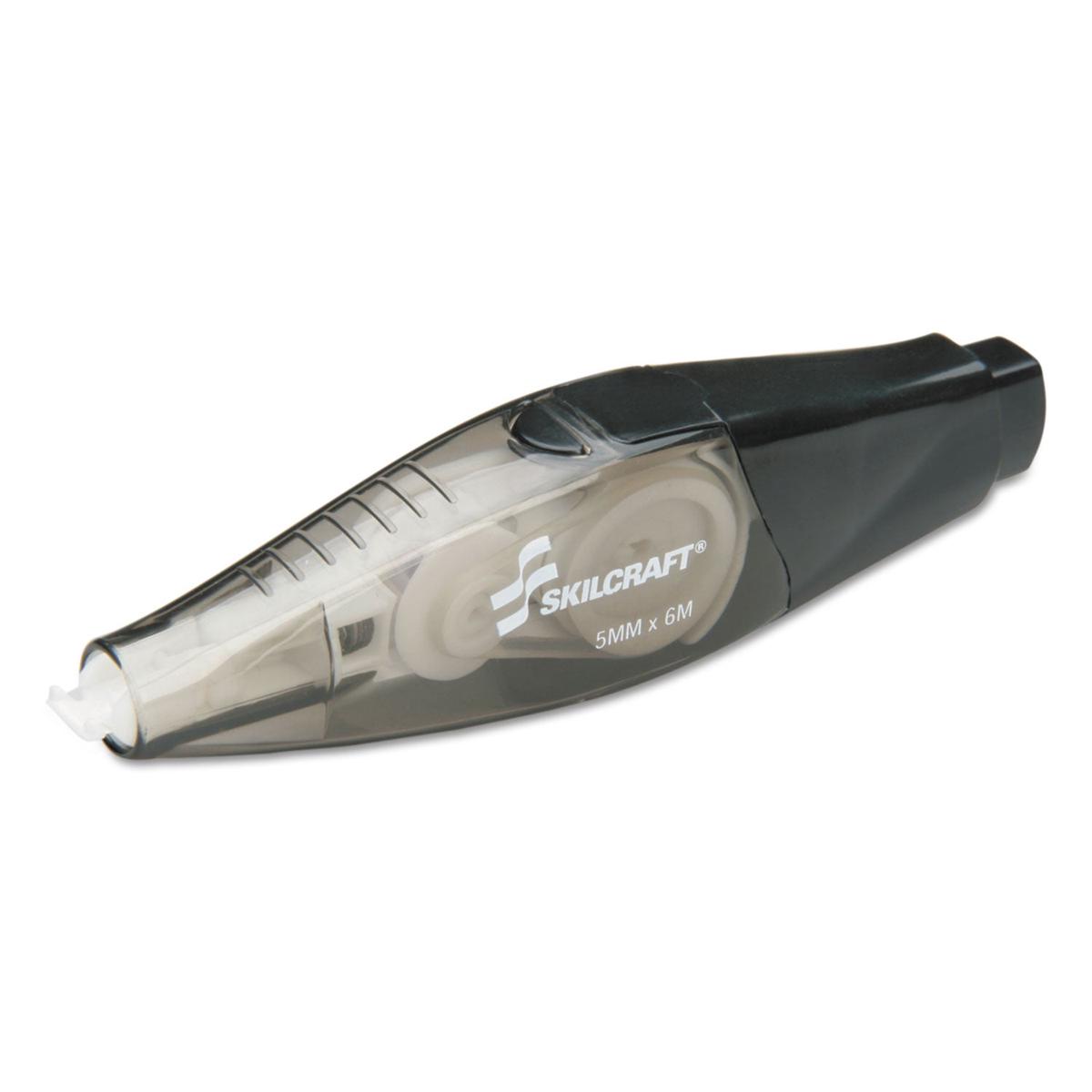 AbilityOne 7510016143526, SKILCRAFT Retractable Pen-Style Correction Tape, Translucent Black Applicator, 0.17" x 5 m
