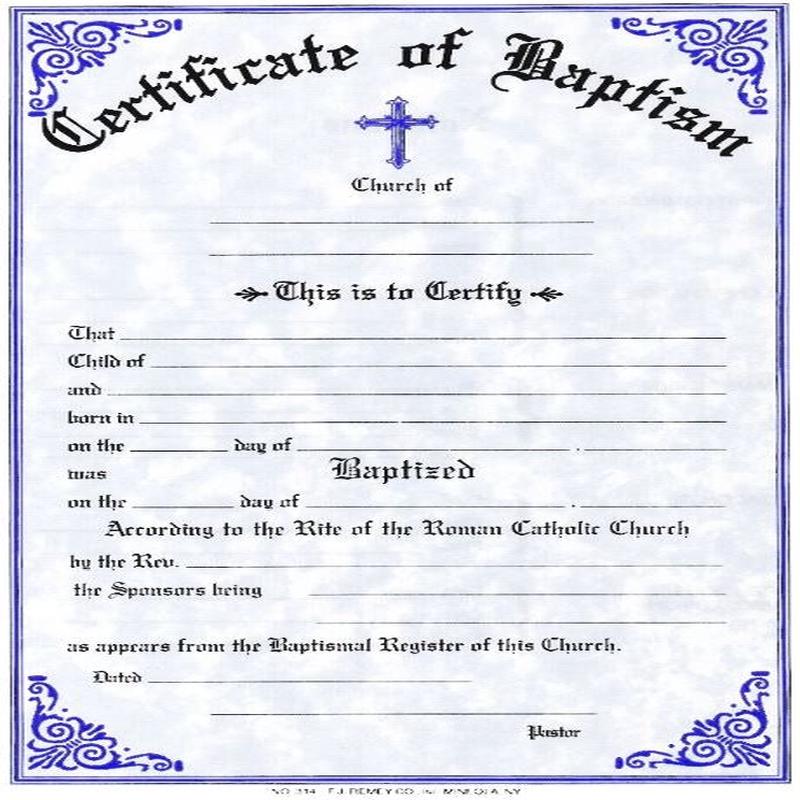 Economy Baptism Certificate Pads 50ct no. 314