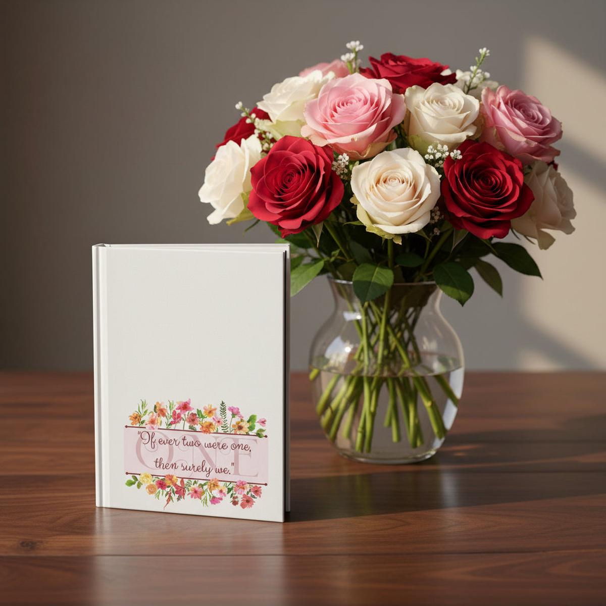 Floral Couples Hardcover Journal  "If ever two were one, then surely we"