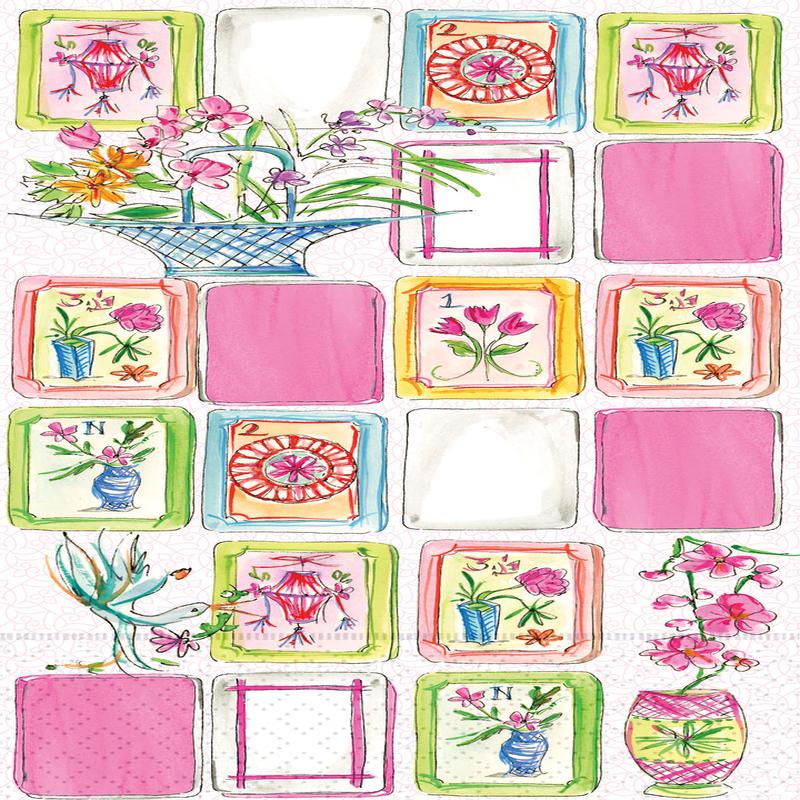 MAHJONG PINK GUEST NAPKIN