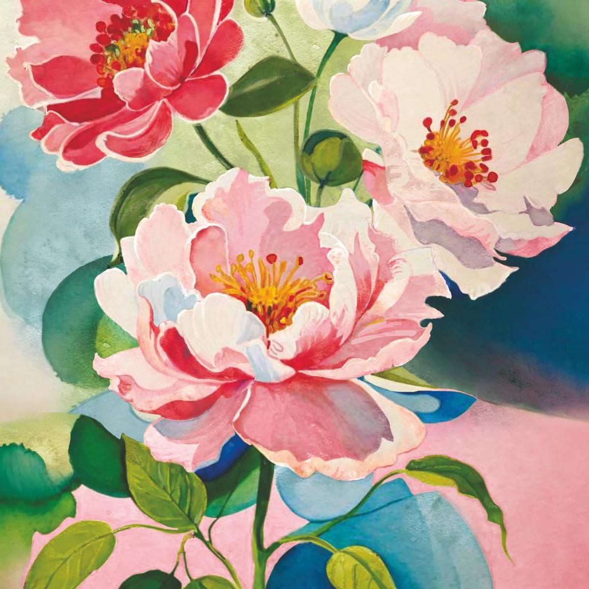 PEONY BOUQUET BEVERAGE NAPKIN