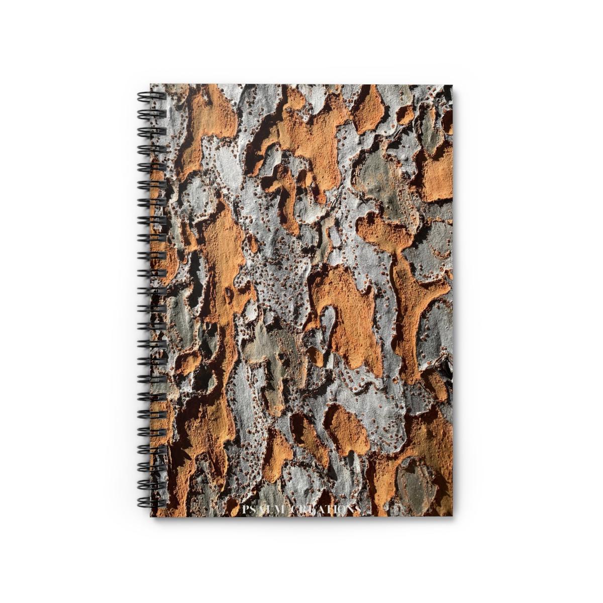 Spiral Notebook  Rustic Bark Texture Ruled Journal