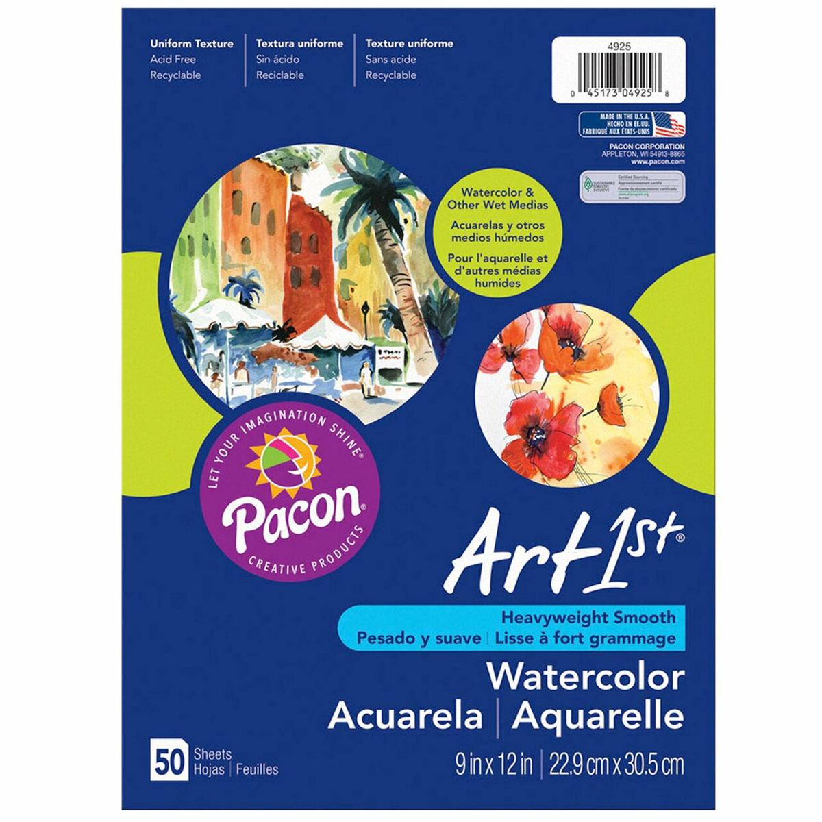 Watercolor Paper, 9"x12", White 50 Sheets