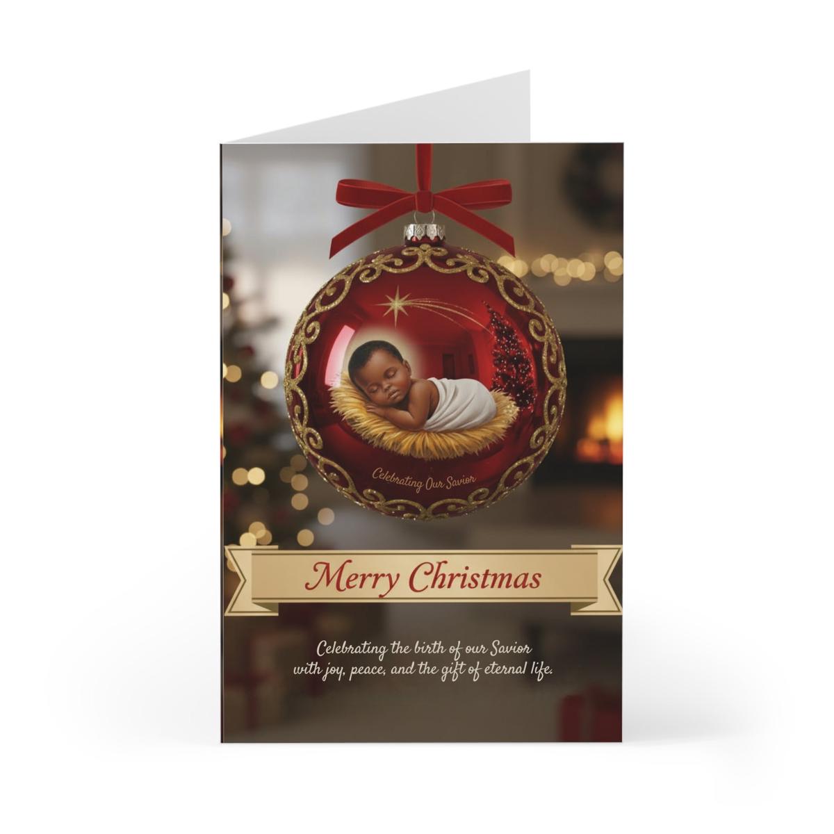 Christmas Card Set  "Merry Christmas" Baby in Ornament (7-Pack)