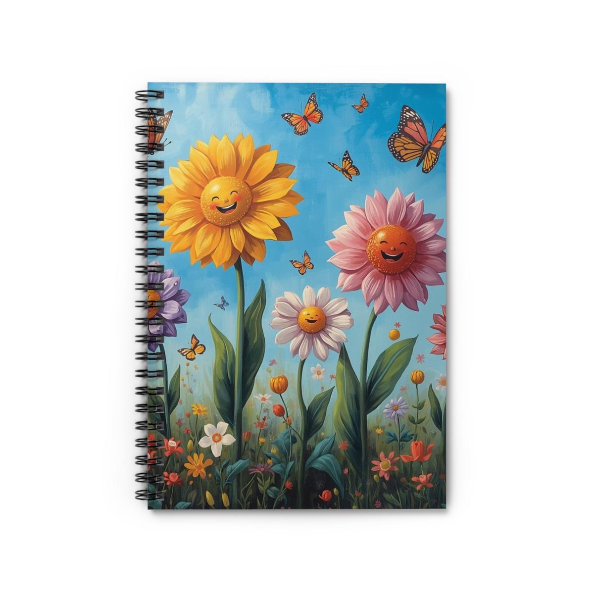 Happy Flowers Spiral Notebook - Ruled Line