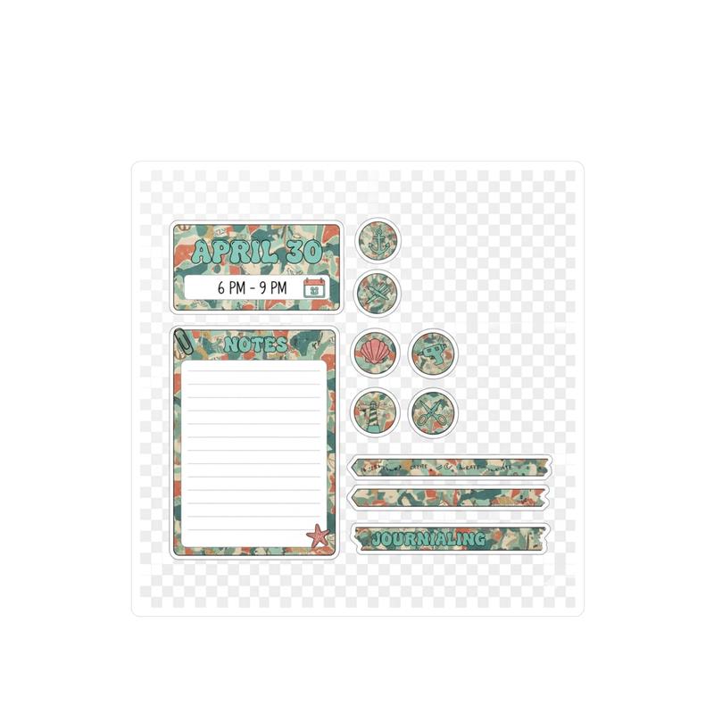 Mystic Island Coastal Planner Sticker Sheet | April 30 Junk Journaling Event | 6x8 Kiss-Cut Vinyl Set