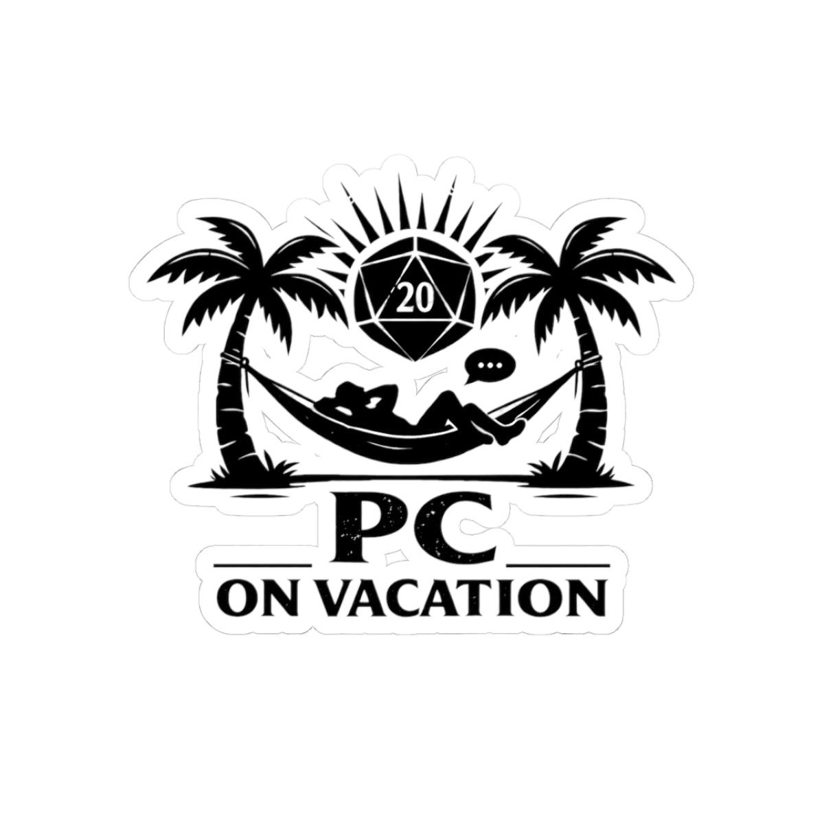 PC on Vacation Sticker | D20 Palm Tree Hammock Roll20 Gaming Sticker