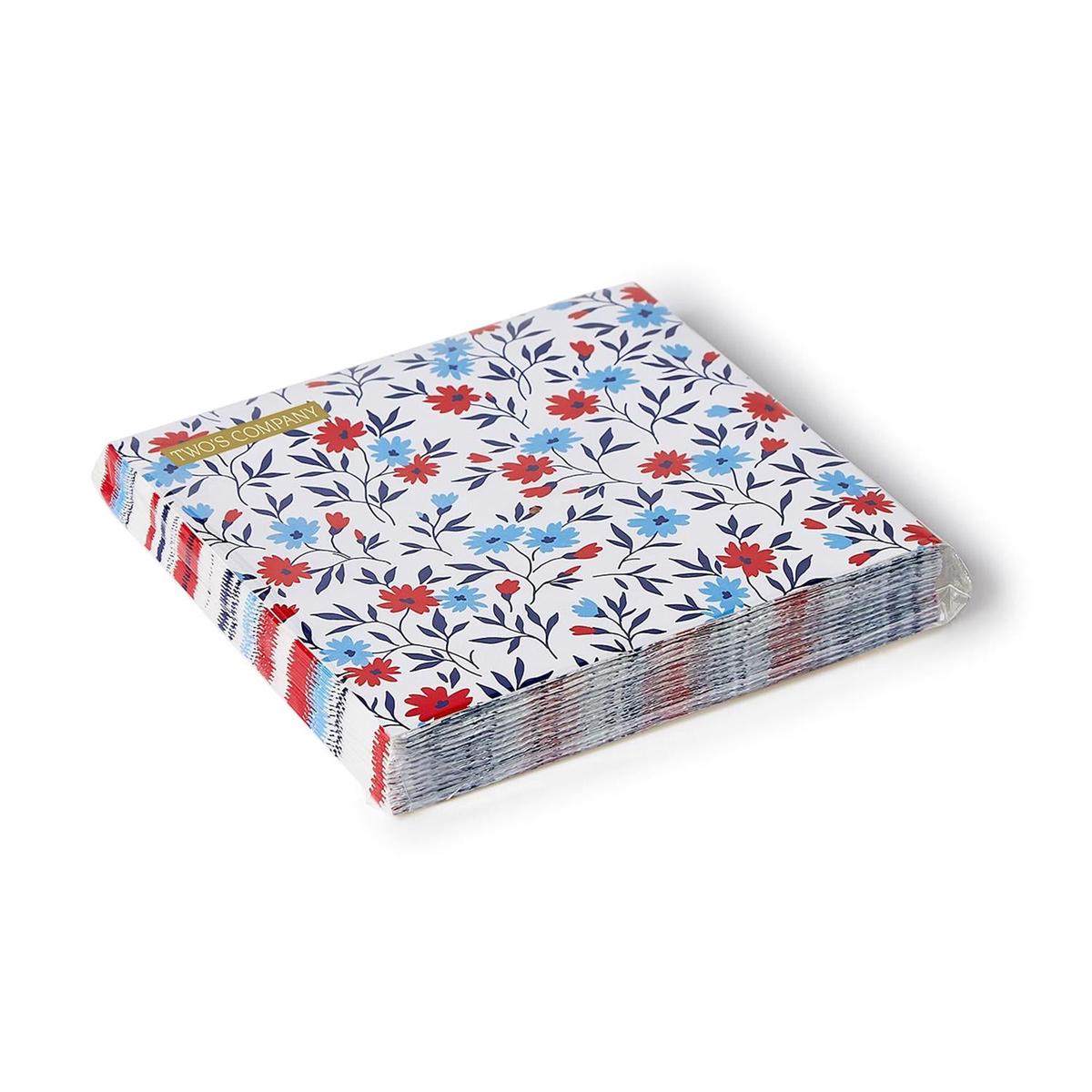 RED WHITE & BLUE BLOOM COCKTAIL NAPKINS
