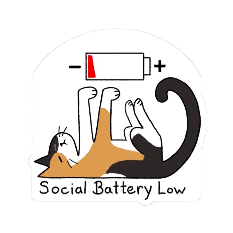 Social Battery Calico Cat Sticker