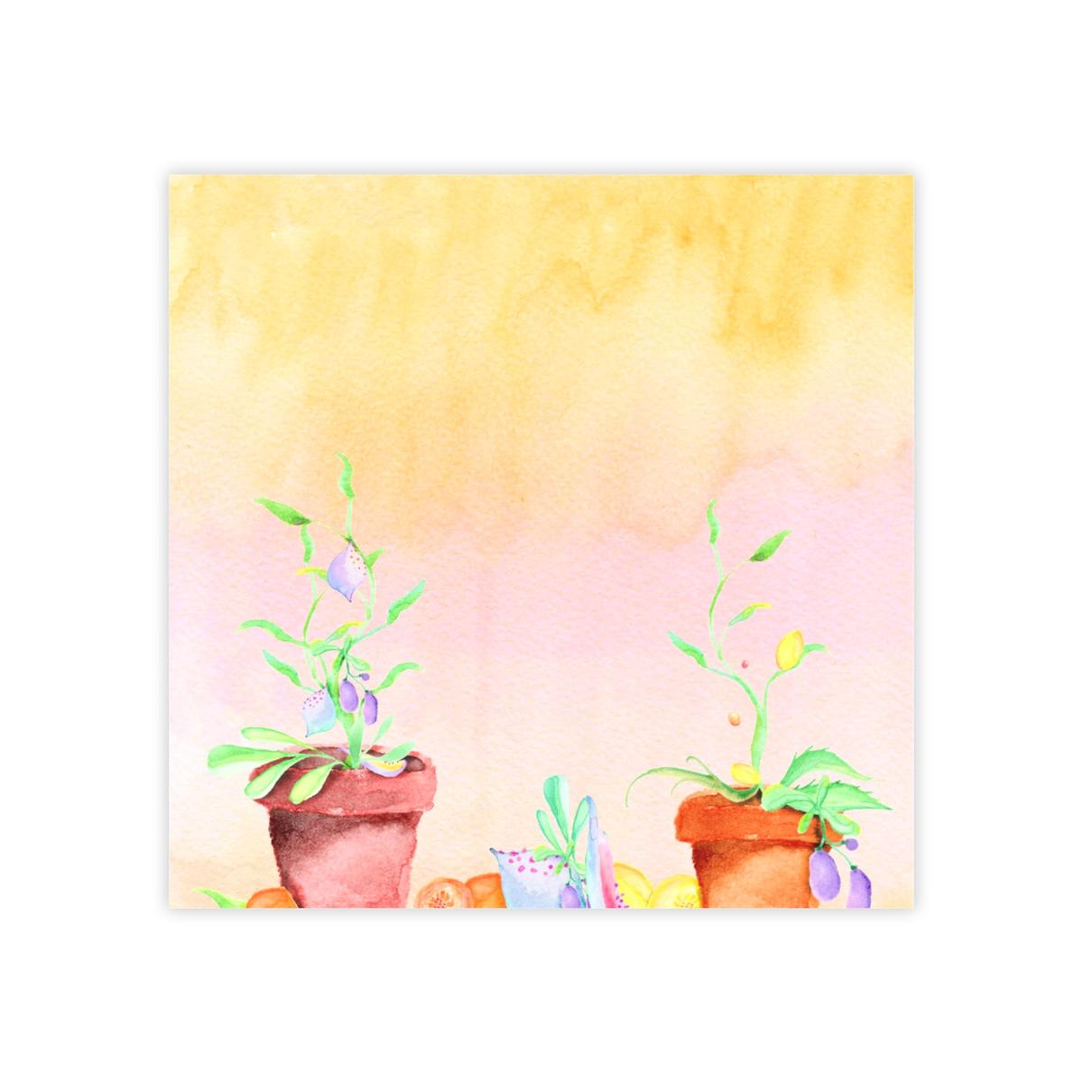 Watercolor Flower Pot for Gardener Post-it Note Pads Reminders - 3" x 3" | White