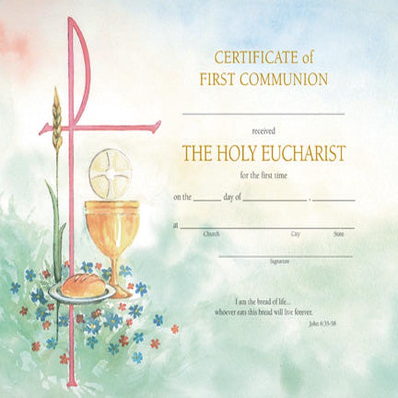 First Communion Certificates in Watercolor Design 50ct per box - no. XD103