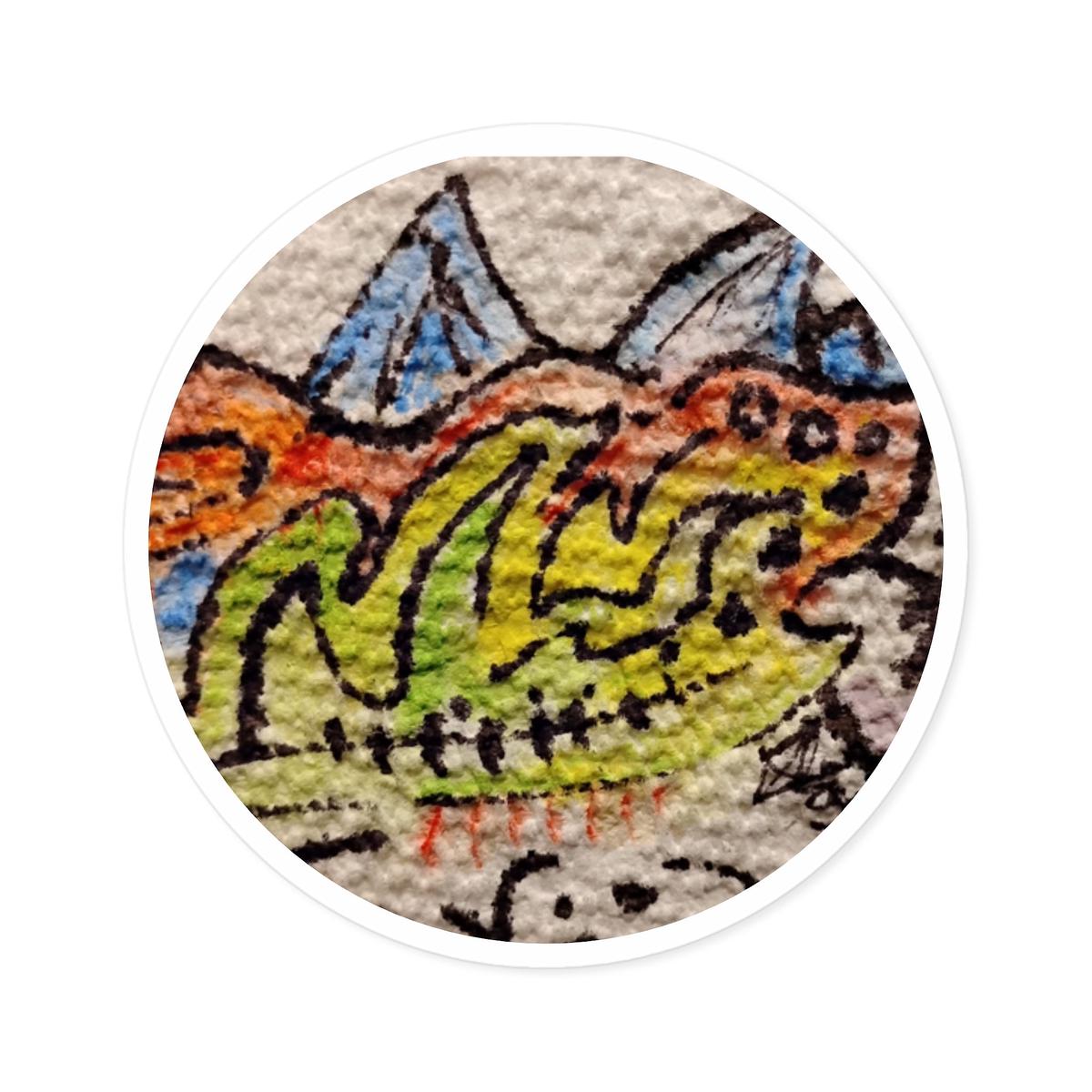 Leaf and Fire Mountain Landscape Doodle Round Sticker  Waterproof Indoor/Outdoor Decorative The Everything DecalSticker
