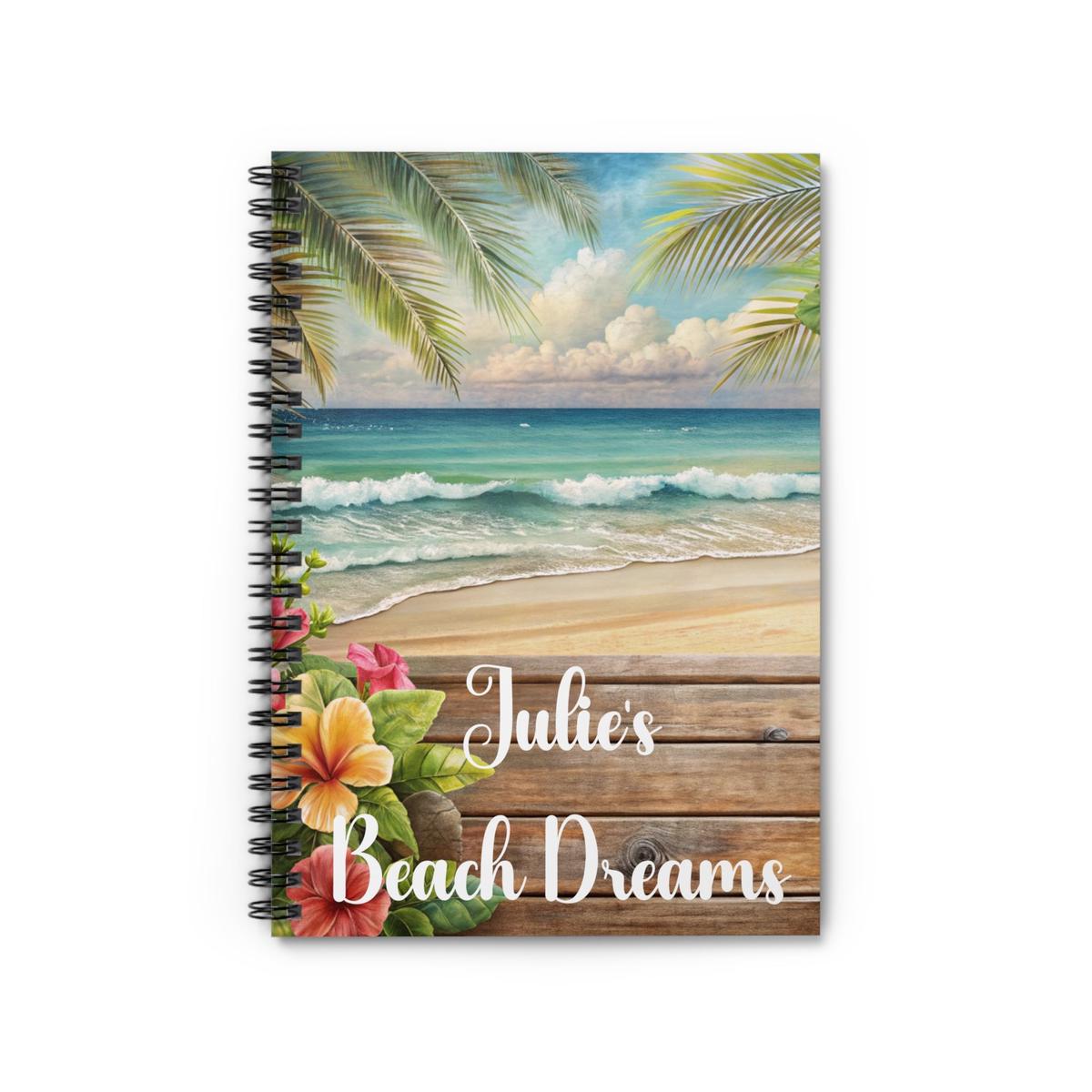 Personalized Journal Beach Ocean Floral Notebook Spiral Bound Lined Paper - One Size