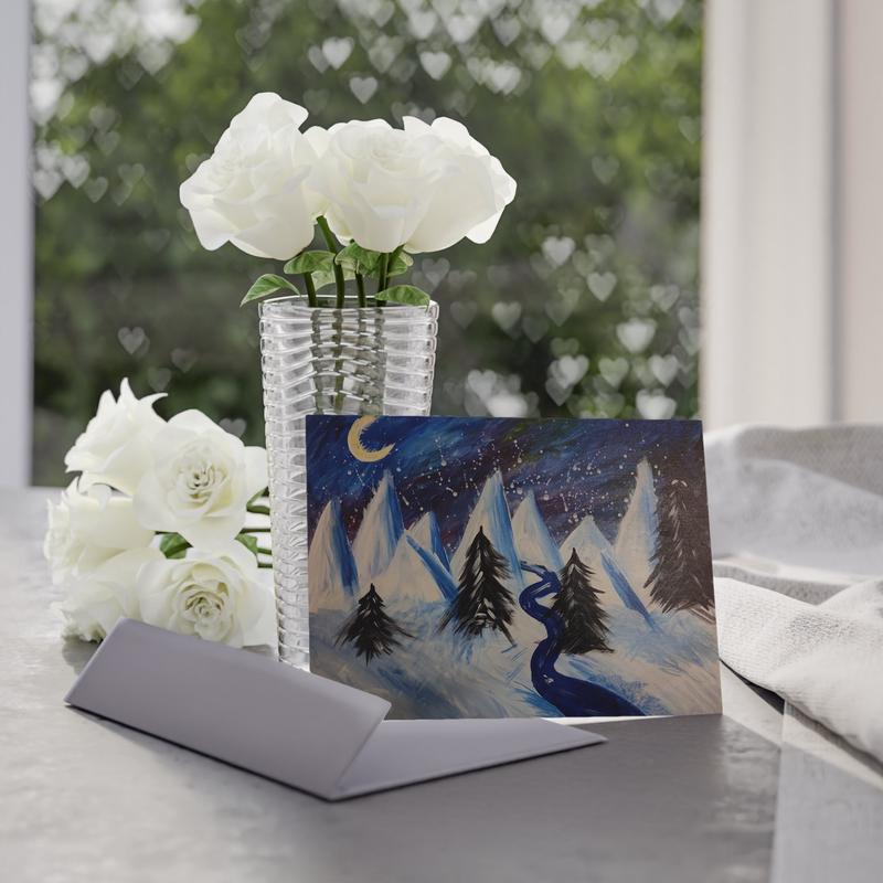Winter Mountain Holiday Cards  One-Sided Scenic Holiday Greeting Cards