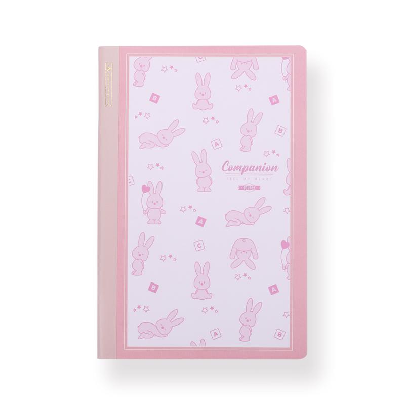 Animal Notebook - A5 - Grid - Pink Rabbit
