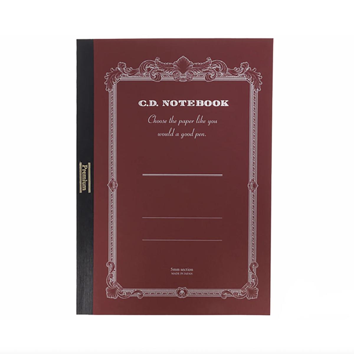 Apica Premium A5 Red Grid Notebook, 192 Pages