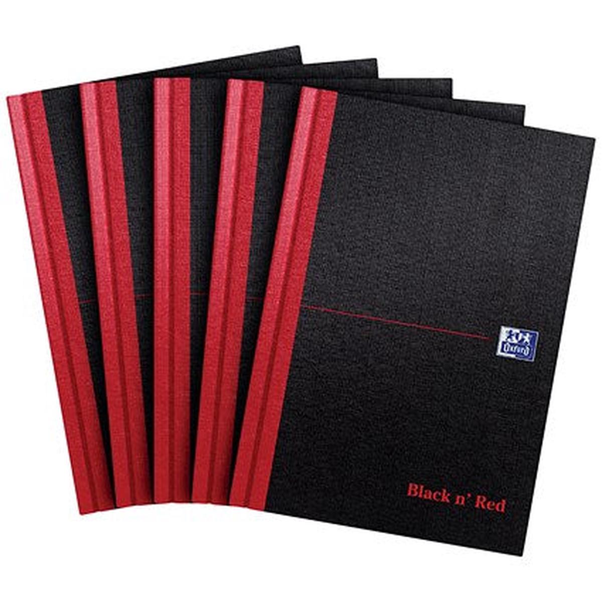 Black n' Red Casebound Notebook, A5, Ruled, 192 Pages, Pack of 5