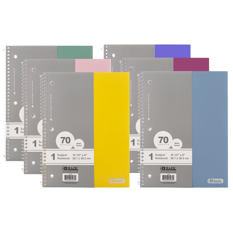 W/R 70 Ct. 1-Subject Morandi Poly Cover Spiral Notebook
