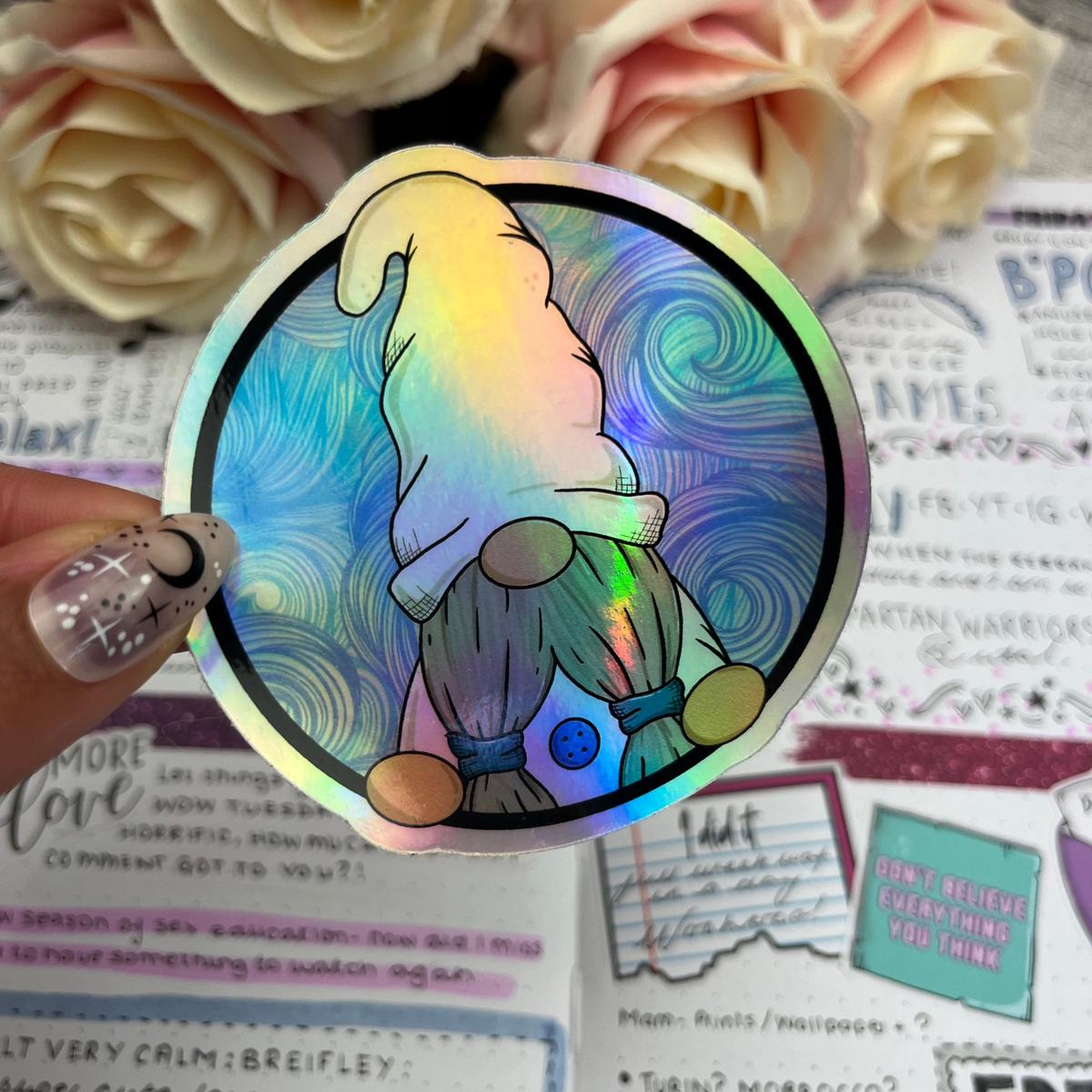 (067) Holographic Vinyl Sticker - Gonk pattern