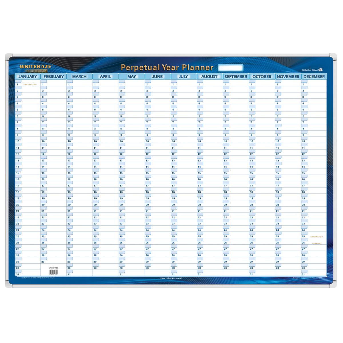 Writeraze Perpetual Year Framed Wallplanners 500 Mm