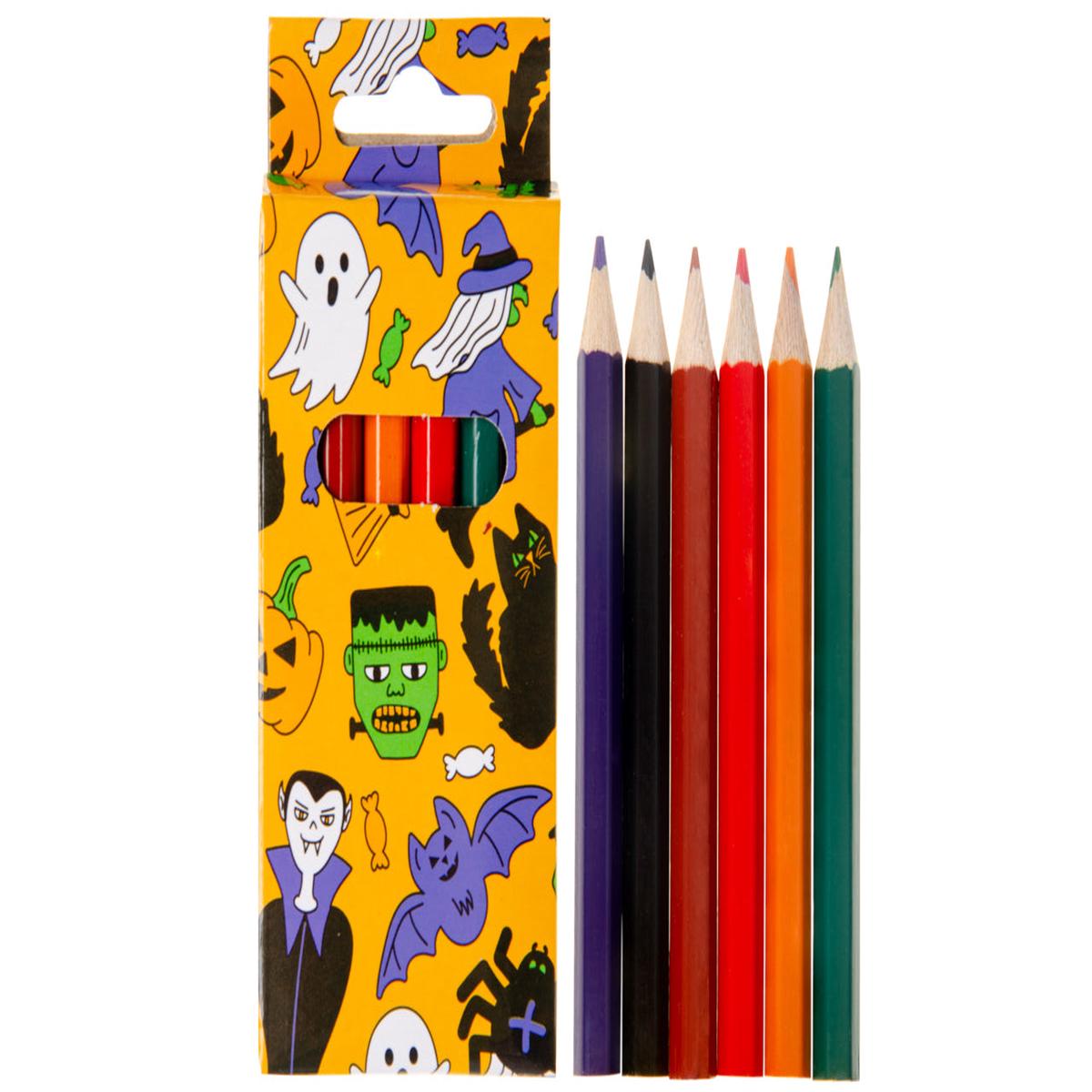 12 Pack of 6 Pieces Halloween Colored Pencils 9cm