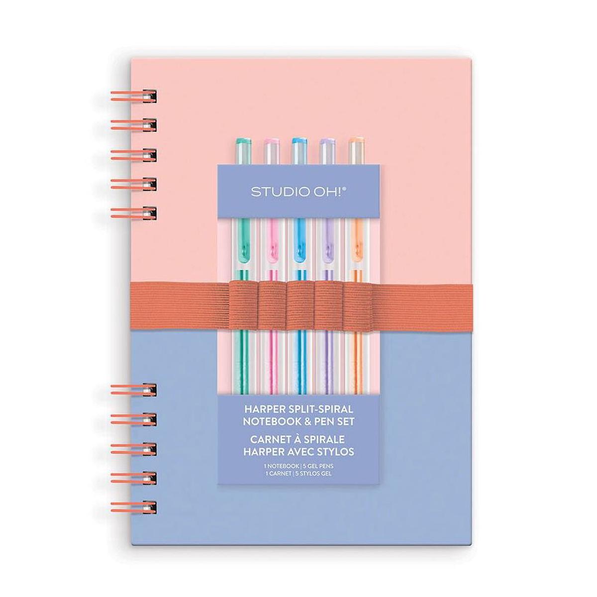Coral and Salt Water Harper Split-Spiral Notebook and Pen Set