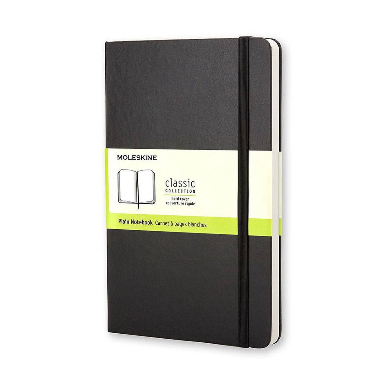 Moleskine Classic Notebook, Large, Plain, Black, Hard Cover