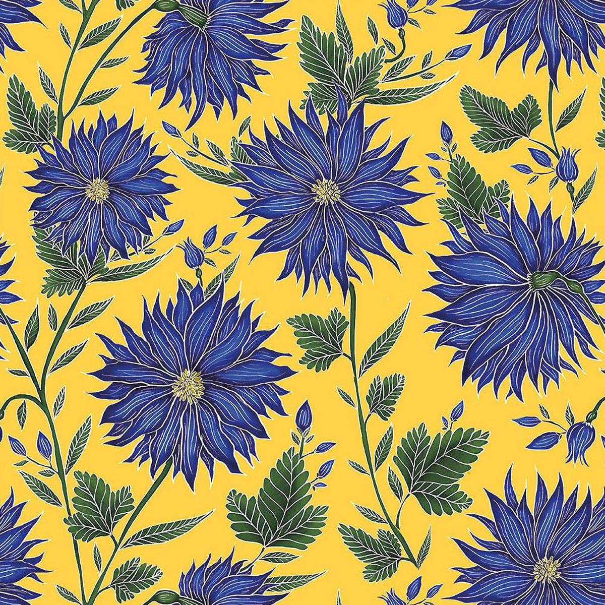 Royal Blue Dahlia Flat Wrap