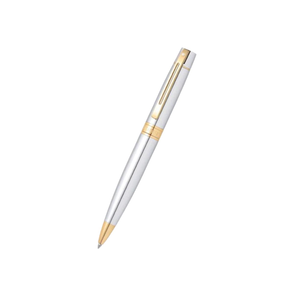 Sheaffer 300 E9342 Bright Chrome With Gold Trims Ballpoint Pen