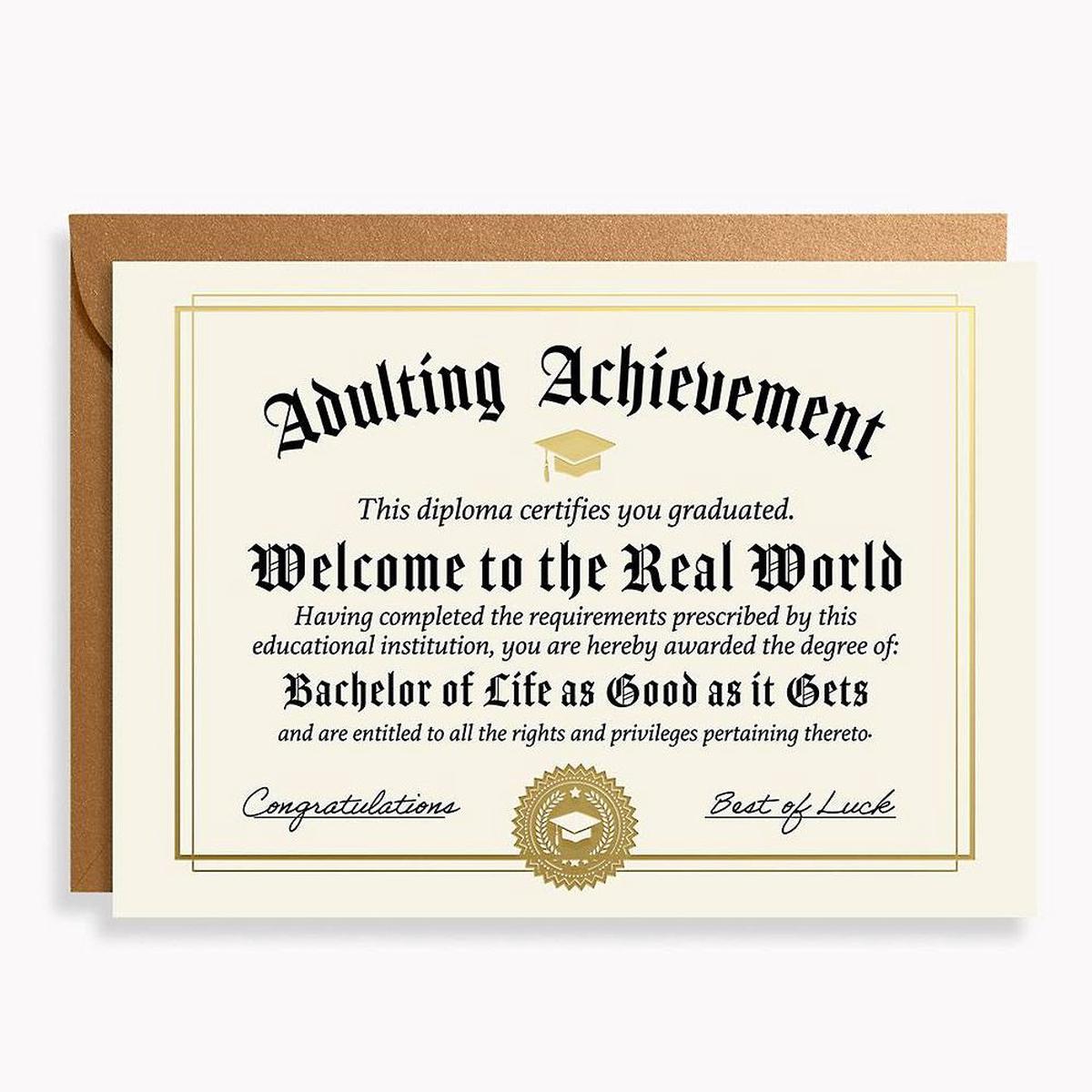 Adulting Diploma Graduation Card