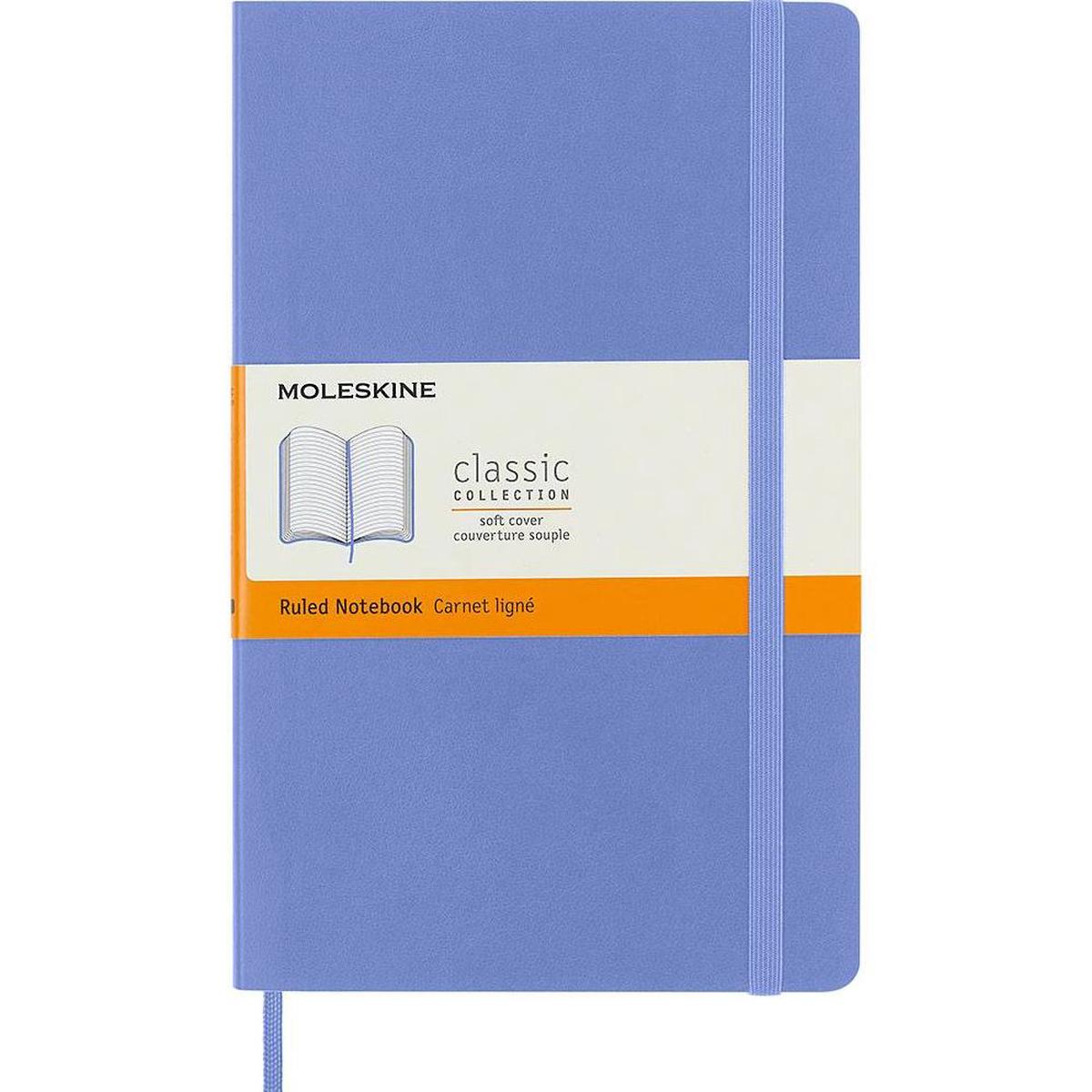 Moleskine Classic Notebook, Large, Ruled, Hydrangea Blue, Soft Cover