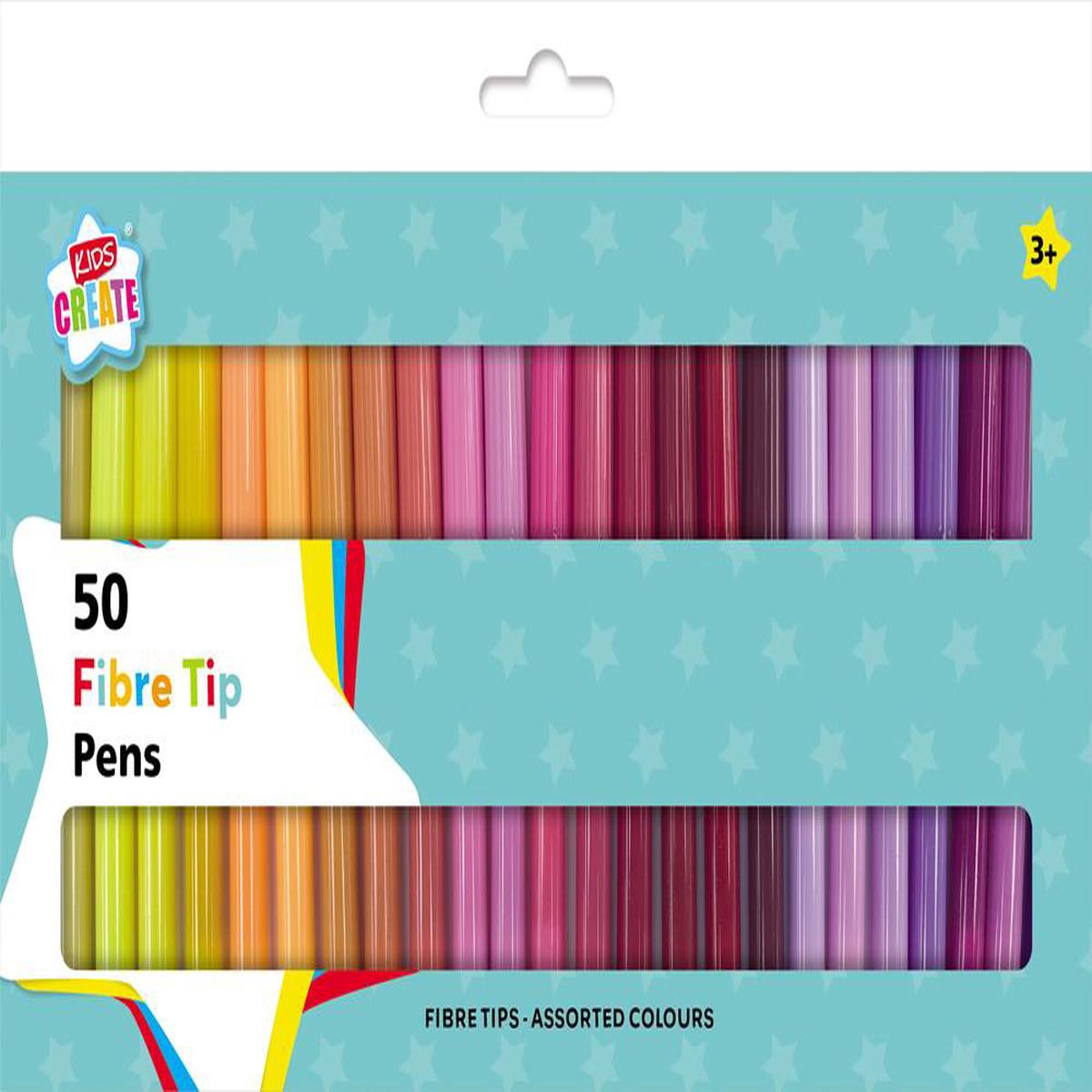 12 Packs of 50 Kids Create Fibre Tip Pens
