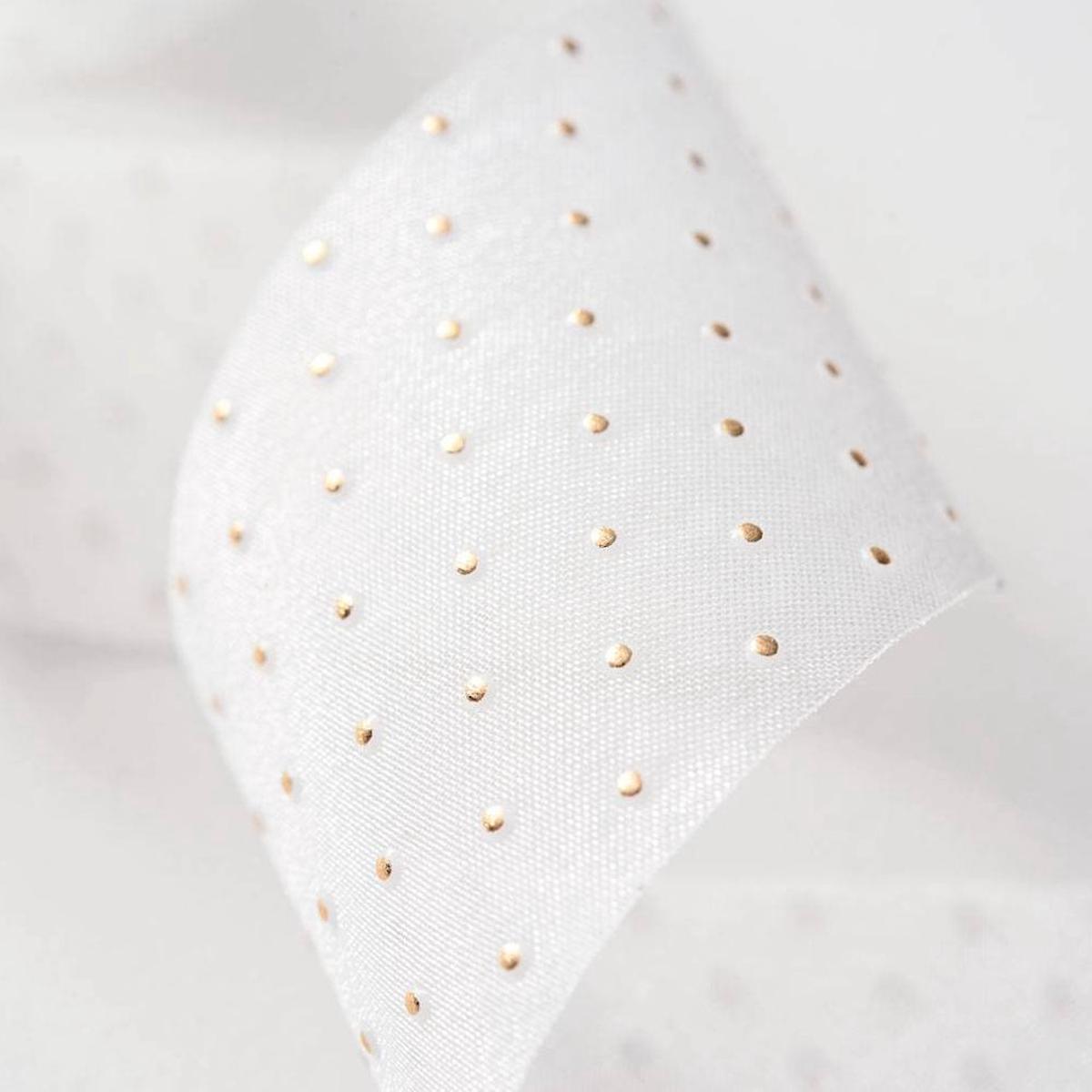 Crystal Sheer with Gold Dots 1.5" 10yds
