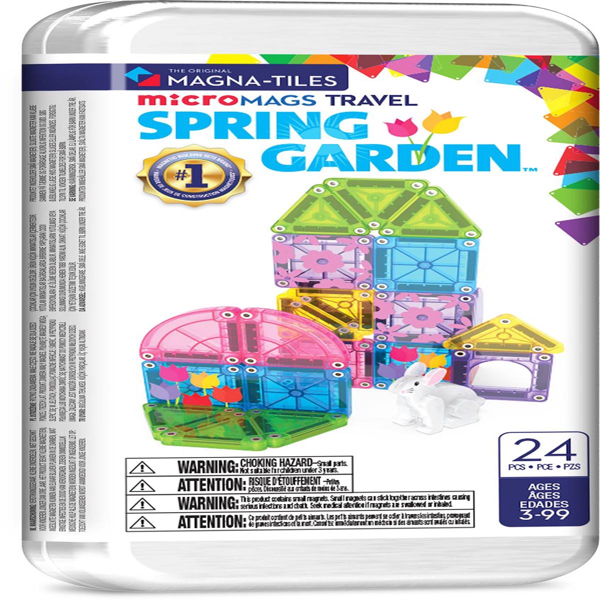 MAGNA-TILES microMAGS Spring Garden Travel Set 24-Piece Magnetic Construction Set, The Original Magnetic Building Brand