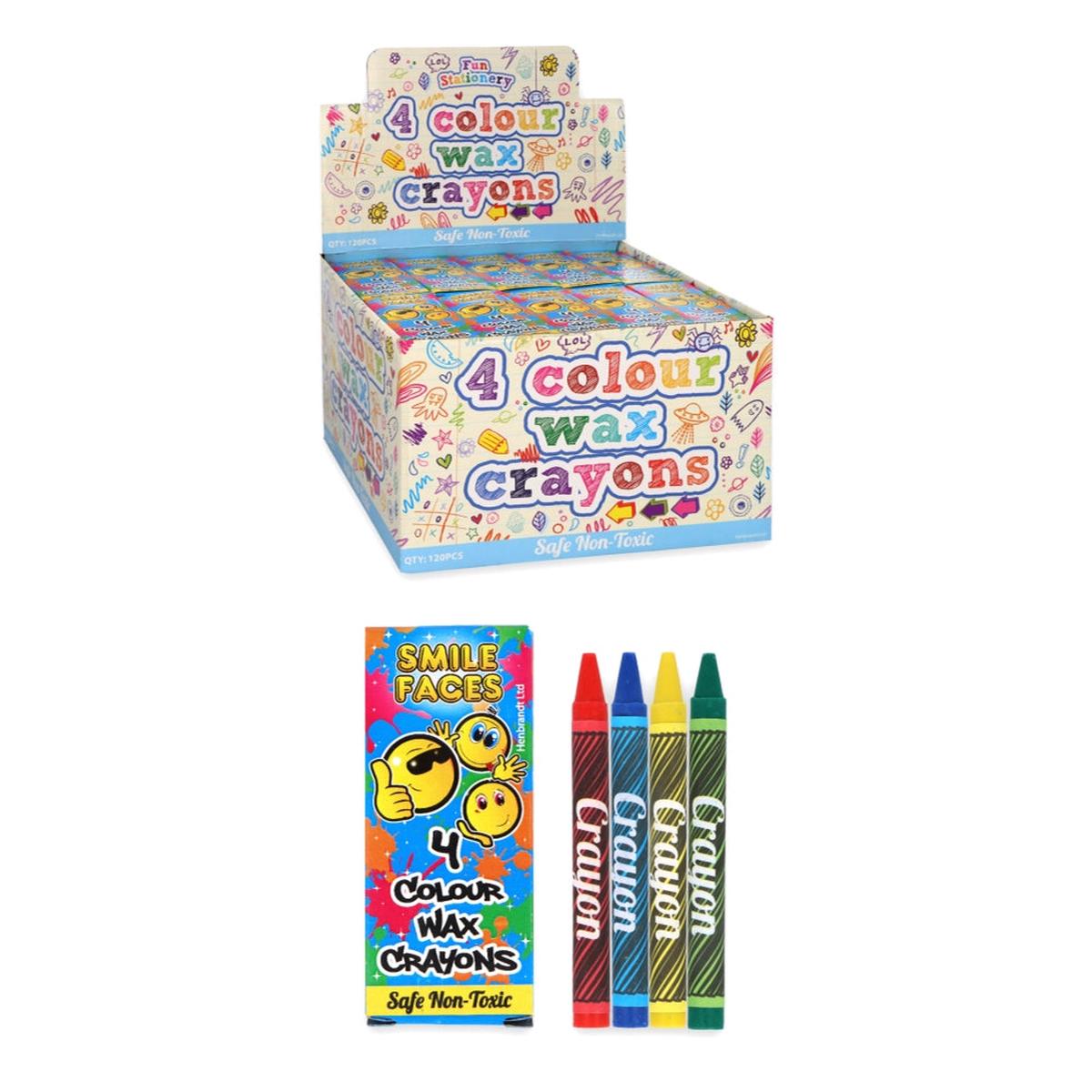 120 Packs of 4 Colour Smile Wax Crayons