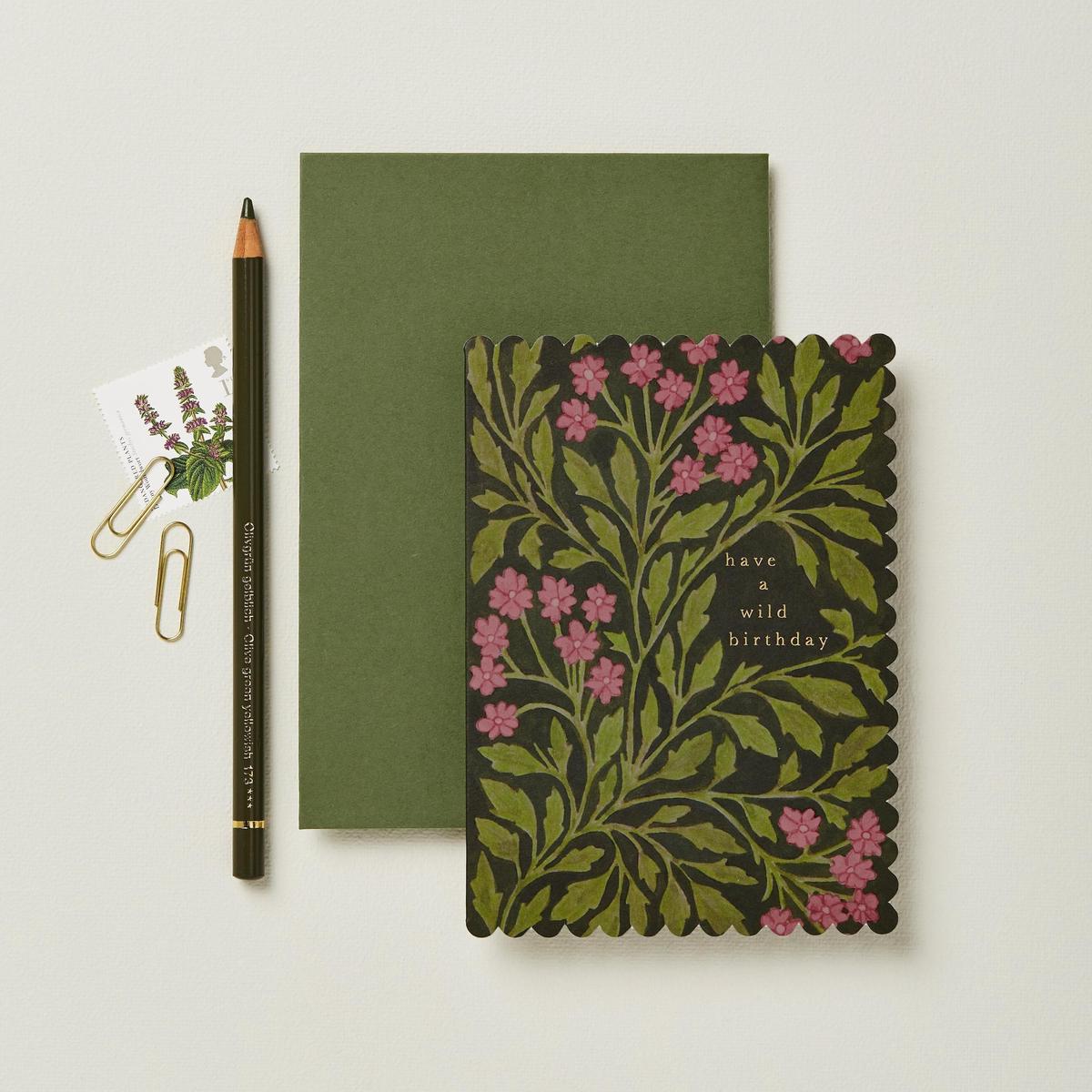 Wanderlust Green Flora Birthday Card