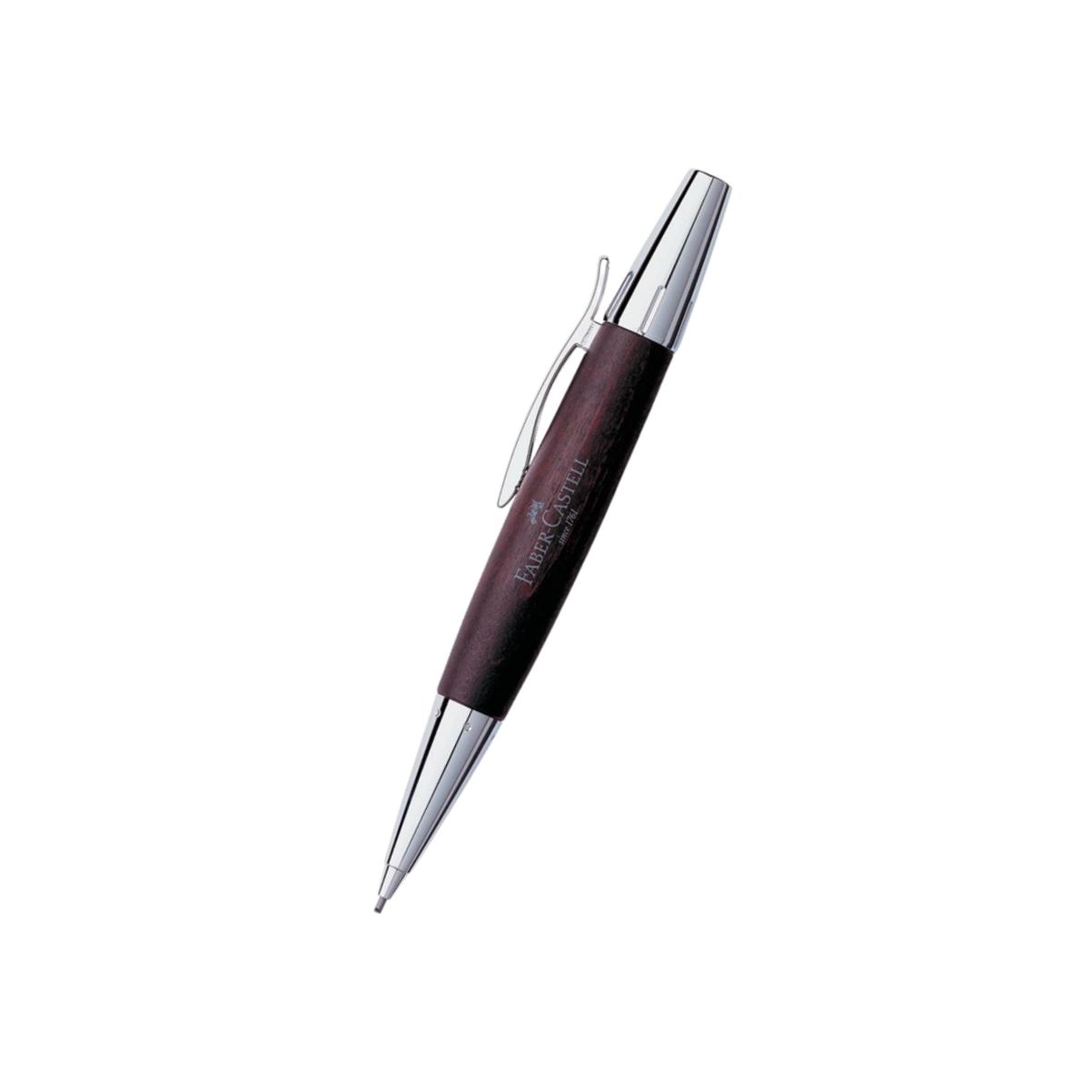 Faber-Castell E-Motion Twist Pencil Pearwood Dark Brown Chrome Metal
