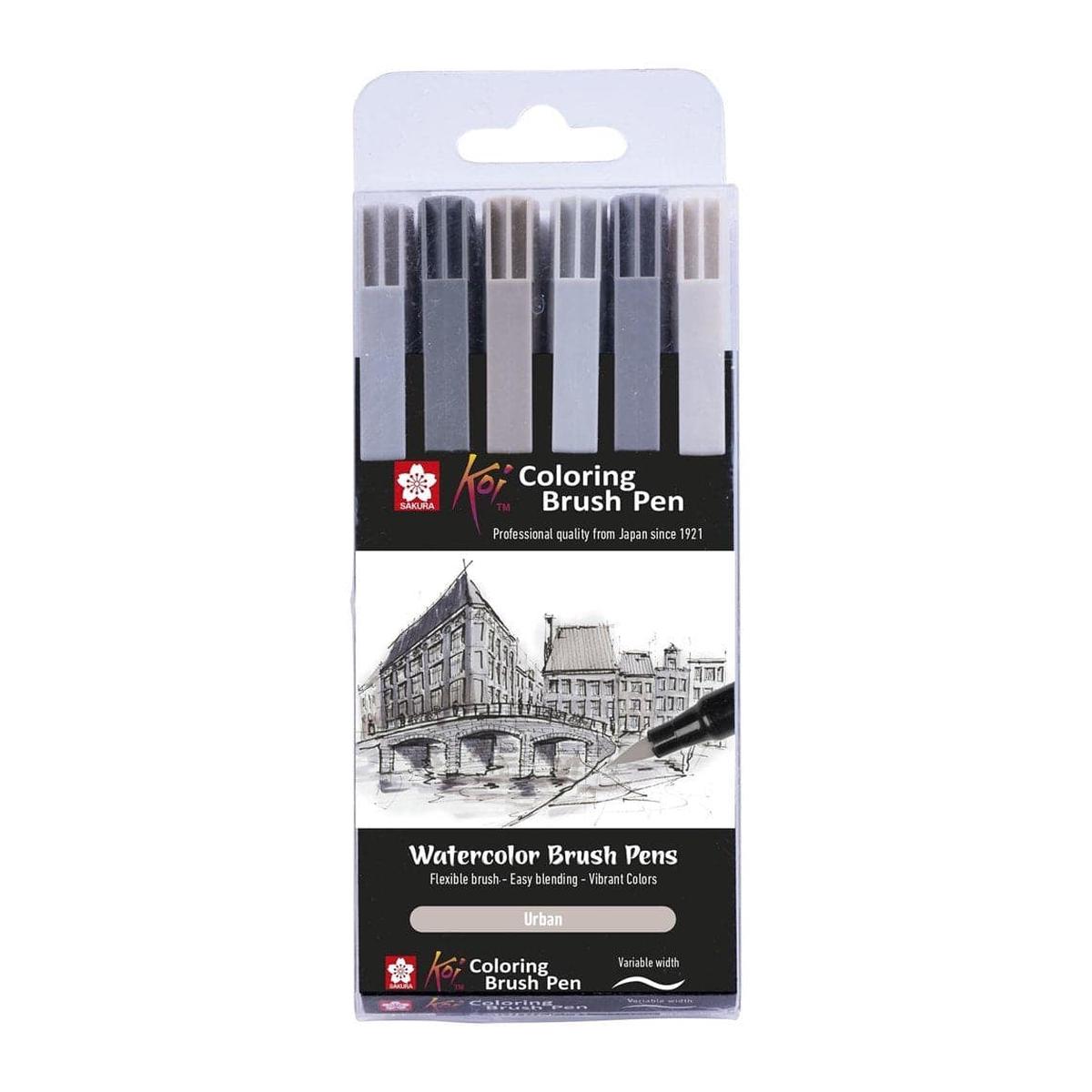 Sakura Koi Colouring Brush Pen, Urban colours - Set of 6