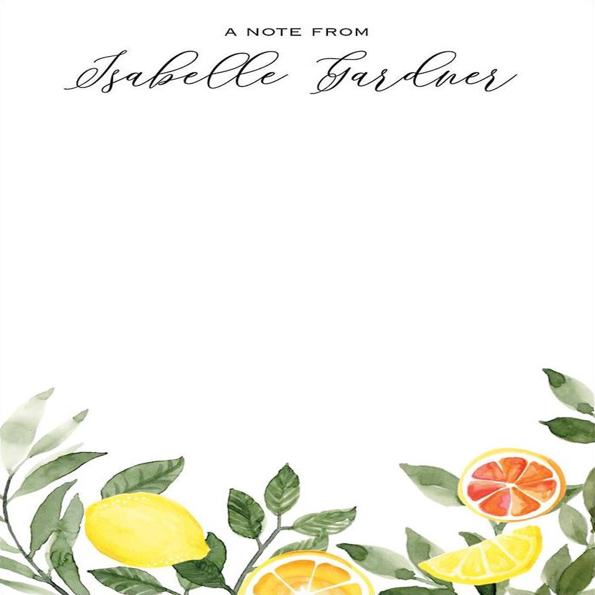 Lemon Leaves Personalized Notepad Set